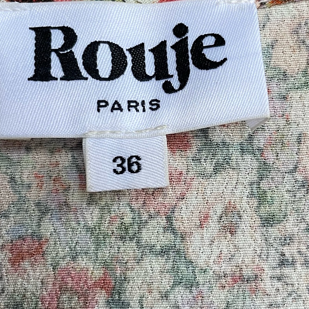 ROUJE Floral Navy Polka Dot Printed Layered Sleeveless Button Down Lorine Dress - Picture 13 of 14